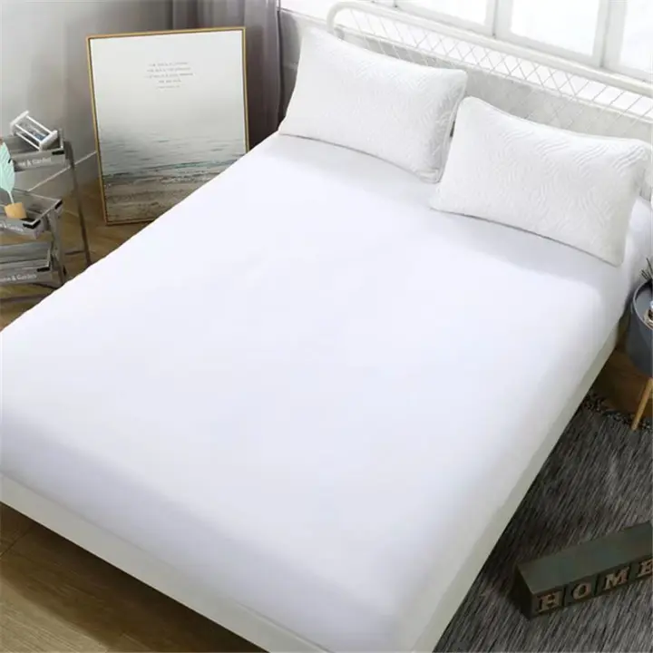 Sábana bajera de tres piezas con banda elástica, Protector de sábana antideslizante a prueba de polvo, funda de almohada de colchón - 1