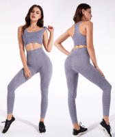 Conjunto deportivo de Yoga sin costuras para mujer, ropa de entrenamiento, Top corto de manga corta, Leggings de cintura alta, 2 piezas - details 2