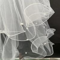 Novia con doble capa de cinta de perlas, tocado con pajarita, borde enrollado, malla, foto roja, tocado luminoso para niños - details 3