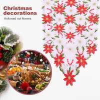 Camino de mesa bordado navideño, acebo de lujo, Poinsettia, decoraciones navideñas, 15x70 pulgadas - details 3