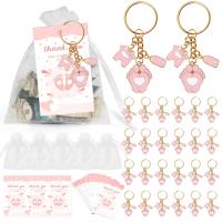 Llaveros con huella para Baby Shower, regalos con biberón, ropa de bebé, bolsas de Organza blancas para suministros de fiesta - details 5