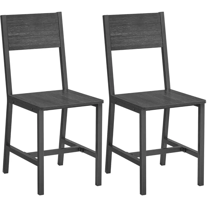 Juego de 2 Sillas de Comedor Marco de Acero, Estilo Industrial Marrón Rústico y Negro Tinta LDC092B01V1 - 1