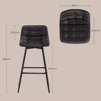2X Taburete de Bar con Respaldo Paquete de 2 Marco de Metal Muebles Cocina Asiento de Cuero Sintético Taburete Alto Cocina Sillas Altas Bar Cocina Antracita BH249an-2 - details 4