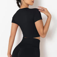 Hamidou-camisetas deportivas de Yoga para mujer, Tops sexys sin costuras para gimnasio, camiseta para correr, camisetas de Fitness - details 15