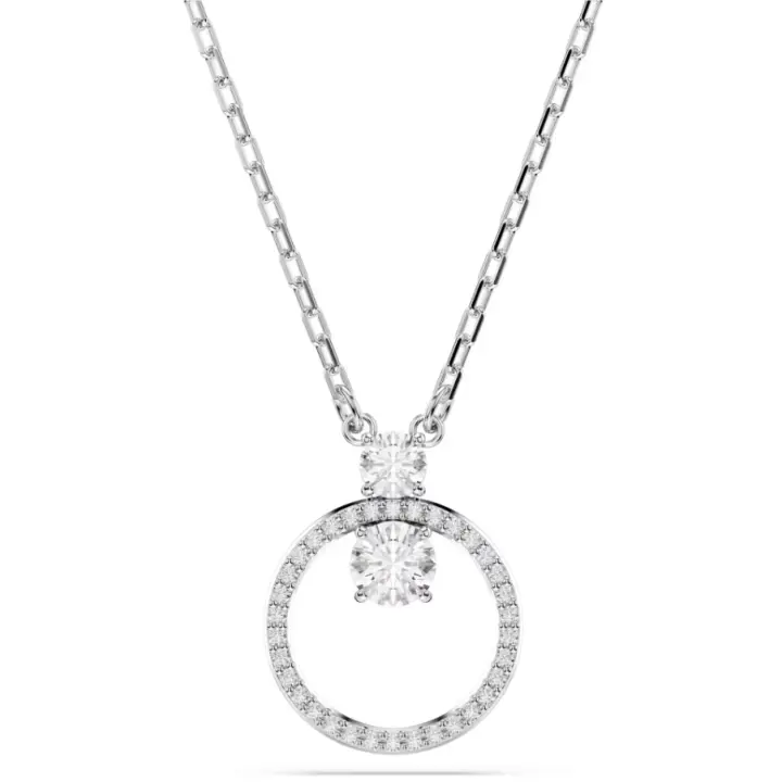 Collar con colgante circular de cristal Swarosk Pave, collar con dije redondo de circonita transparente de plata 925, regalo de joyería para mujer - 1