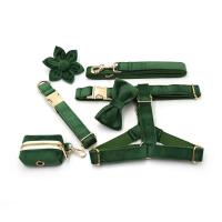 terciopelo verde pavo real grabado, conjunto correa de arnés perros personalizado, Collar ustable sin escape para mascotas con - details 2