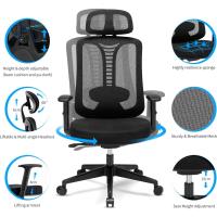 Silla de Escritorio Ajustable de 4 Engranajes, reposacabezas 3D y cómoda Silla de computadora con reposabrazos (Negro) - details 3
