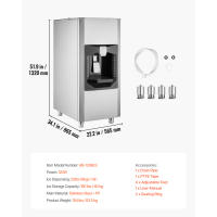 Dispensador de Hielo SucceBuy con Capacidad de Almacenamiento de 81.65 kg, Dispensación y Trituración Automática de Hielo, Patas Ajustables, Ideal para Uso Comercial en Restaurantes y Hoteles - details 5