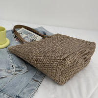 Bolso de ratán tejido para mujer, bolsa de hombro de gran capacidad para vacaciones en la playa, informal, a la moda - details 32