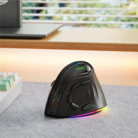 Ratón inalámbrico vertical de doble modo 2.4G ergonómico 4000 DPI 9 botones retroiluminación RGB ratón silencioso inalámbrico recargable para escritorios - details 4