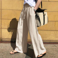 Pantalones casuales de color sólido de cintura alta de moda de pierna ancha para mujer, primavera y otoño - details 9