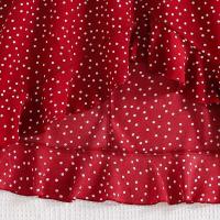 Clásico rojo verano novedad niña Retro vestido Lunar vacaciones diario Casual fiesta de cumpleaños moda para niños de 8 a 12 años - details 8