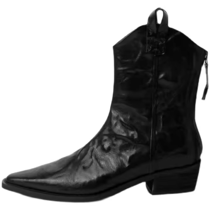2024 Nuevas botas de cuero estilo vaquero occidental con punta afilada y tacón grueso, botines de mujer Chealsea - 1