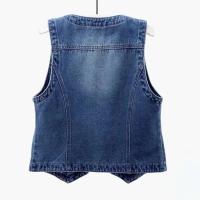 Chaleco Denim Retro Coreano Cuello en V, Ajuste Ajustado, Sin Mangas, Moda para Mujeres 2024 T380 - details 3