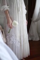 Camisones largos de encaje blanco con bordado vintage para mujer, ropa de dormir de manga larga de princesa retro, vestido de vacaciones de otoño y primavera - details 9