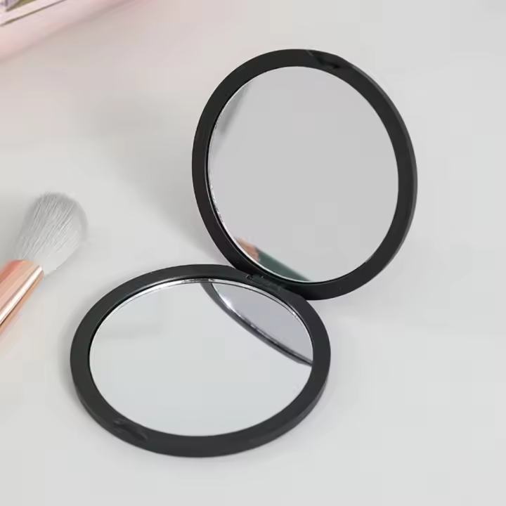 Mini espejo de mano Simple, espejo de maquillaje portátil de doble cara, lindo espejo de bolsillo plegable para mujer - 1