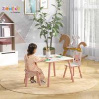 Mesa infantil de 3 piezas con 2 sillas, juego de muebles para actividades para niños de 3 a 8 años para dormitorio, sala de juegos, verde y blanco - details 10