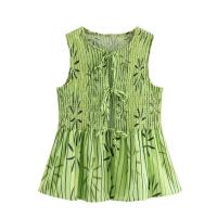 Conjunto casual de moda para mujer Camisa con volantes Top + Pantalones de pierna ancha - details 3