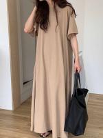 Vestido de Manga Larga de Verano Azul Cintura Alta A-Línea Diseño Coreano Moda de Mujer para Romper - details 4
