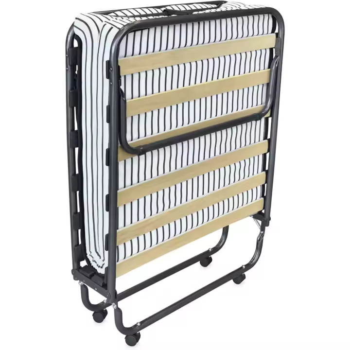 Cama Plegable 80 x 190 cm con colchón, Plegatín con Colchón de Invitados, Estructura de Metal con 4 Ruedas, Práctica y Funcional - 1