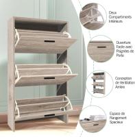 Mueble zapatero de 12 pares - Estantería de gran capacidad para vestíbulo o pasillo - (ancho) 60 x (profundidad) 24 x (alto) 80 cm - Madera clara blanca - details 35