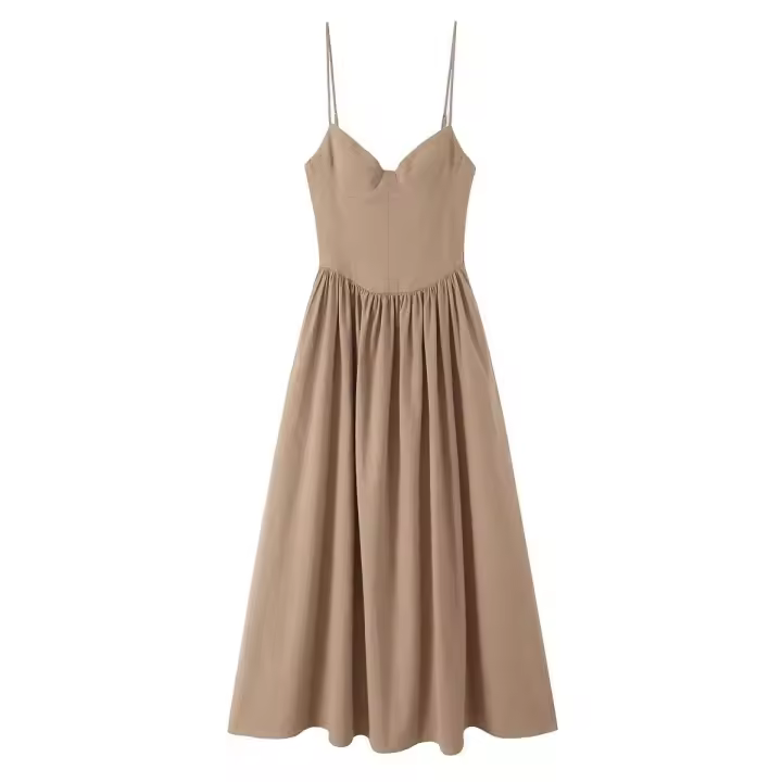Vestido largo y cansado con tirantes, estilo europeo y americano, novedad verano 2025, temperamento - 1