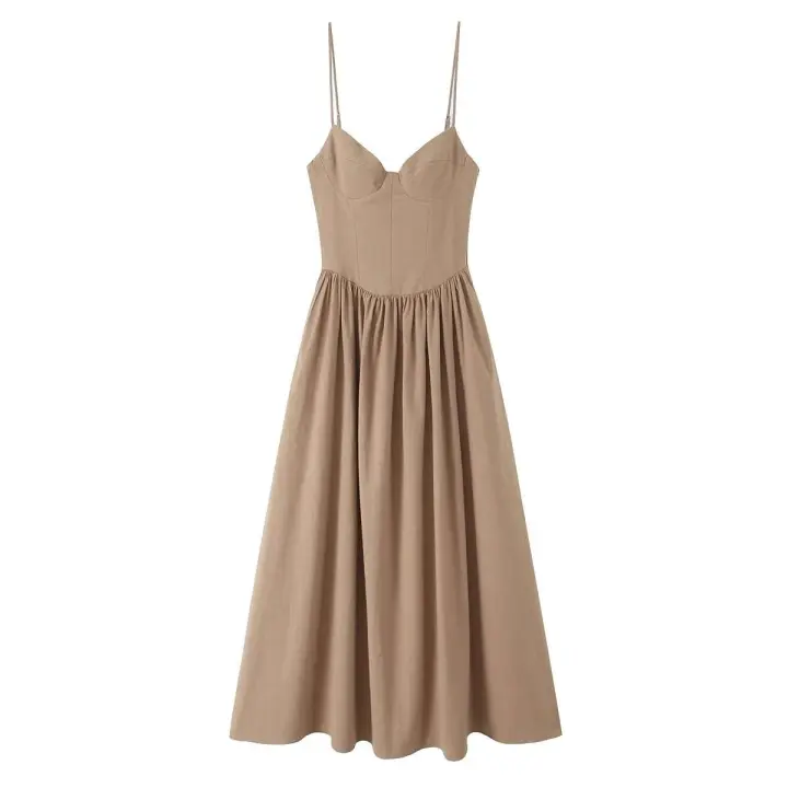 Vestido largo y cansado con tirantes, estilo europeo y americano, novedad verano 2025, temperamento - 1