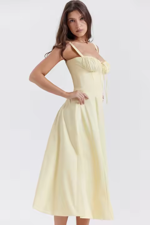 Temperamento de viajero de verano falda de vestido dividido con tirantes de alta gama de moda - 1