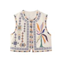 Chaleco Vintage con bordado Floral para mujer, Rebeca corta informal holgada con cuello en V, Tops elegantes, Y2k - details 6