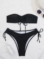 Bikini corto de cintura alta para mujer, traje de baño, ropa de playa - details 2