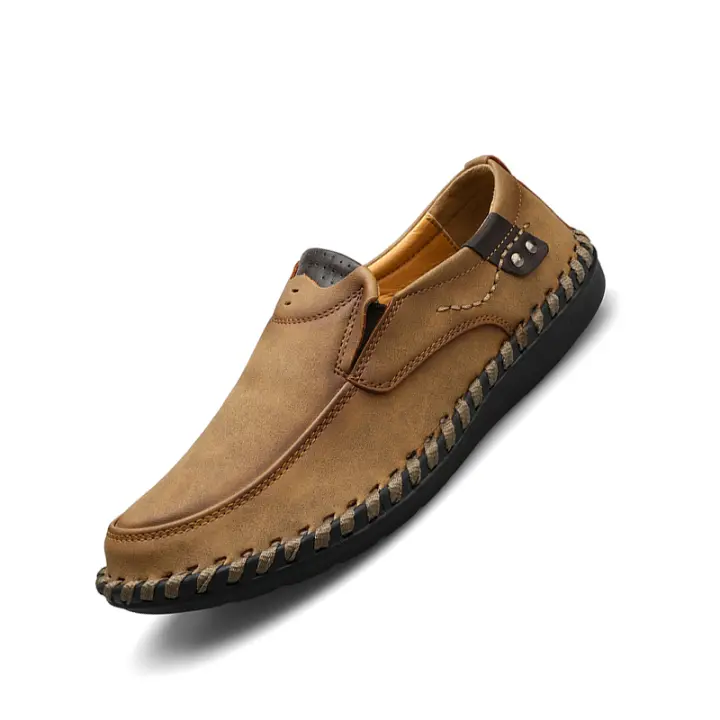 Mocasines casuales para hombre Slip Ons ligeros antideslizantes de cuero suave zapatos para caminar en barco - 1