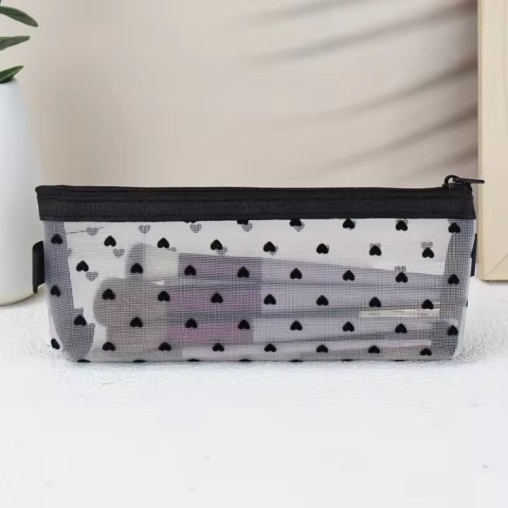 Bolsa de maquillaje y organizador de viaje para mujeres, estuche de almacenamiento de malla transparente para artículos - 1