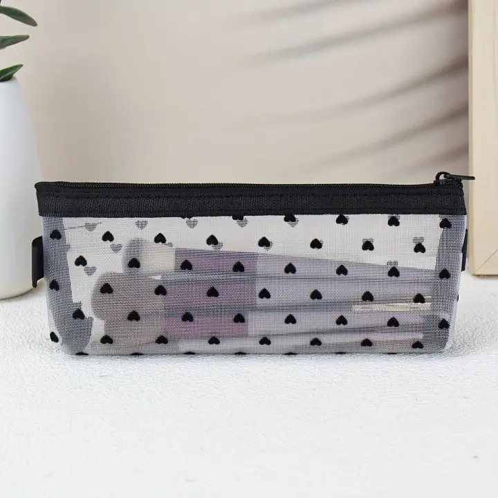 Bolsa de maquillaje y organizador de viaje para mujeres, estuche de almacenamiento de malla transparente para artículos - 1