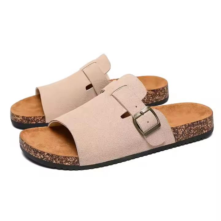 Nuevas sandalias de cuña de corcho para hombre americano con diseño de botones de talla grande 46, zapatillas de verano suaves y cómodas, para caminar en la playa - 1