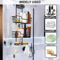 Caddy de ducha con 3 niveles, soporte colgante para puerta sin perforar, organizador de baño para champú y gel de ducha con gancho. - details 3
