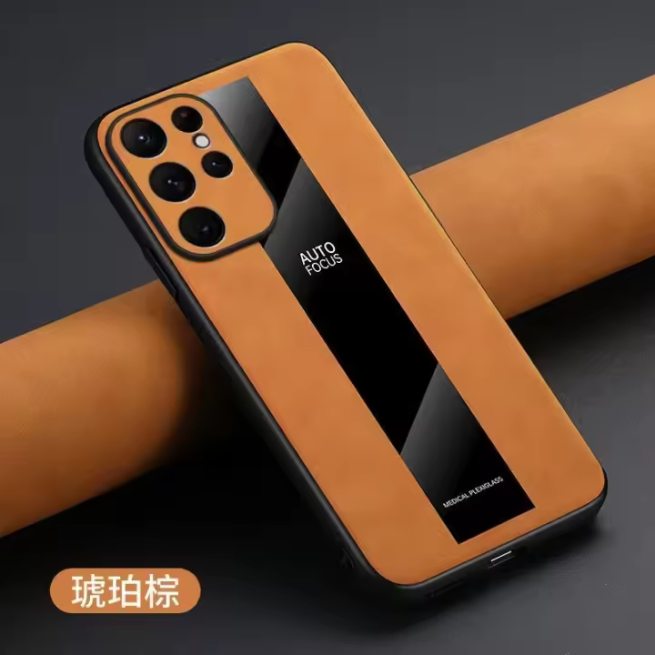 Funda transparente a prueba de golpes con soporte magnético de lujo para Samsung Galaxy S25 S24 Ultra S23 S22 Plus, funda trasera de cuero de oveja - 1