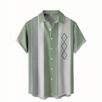 Camisa de verano para hombre, informal, con solapa, manga corta, estampado geométrico 3D, talla grande, holgada. - details 3