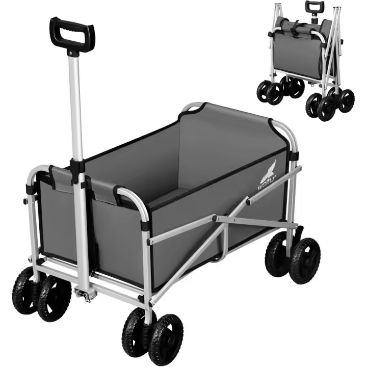Carrito de mano plegable, carrito, con frenos, capacidad de carga de 80 kg, gris oscuro - 1