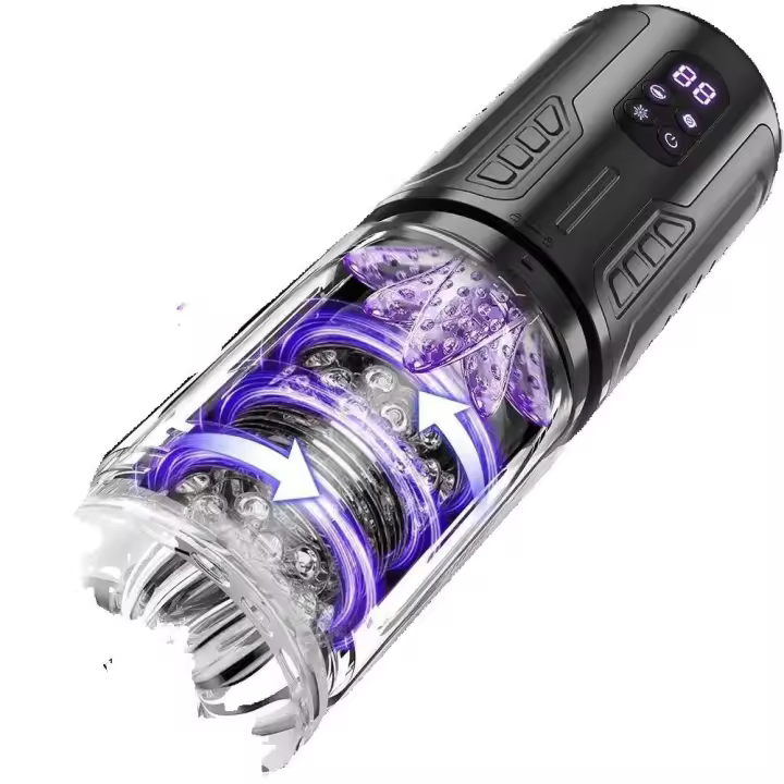 Leten-masturbador masculino giratorio telescópico automático, taza para lamer, masturbación vibratoria, mamada, coño, Juguetes sexuales para adultos para hombres - 1
