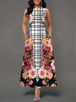 Women's Boho Long Dress Elegant Sleeveless Floral Print Casual Beach Party Summer Dress - details 48