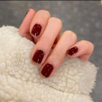 Uñas Postizas De Presión NX-R306 Naranja Profundo Con Diseño De Lentejuelas Completo Cubierta Forma Cuadrada Nuevo 2024 Pack De 24 Piezas - details 0