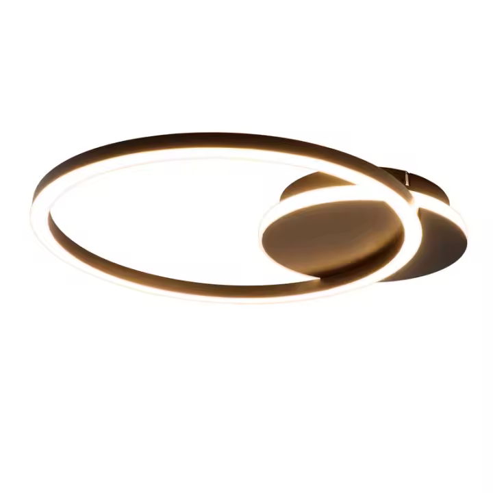 CBJKTX Lámpara de techo LED para sala de estar 24W Negro Moderno 2 anillos 3000K Blanco cálido - 1