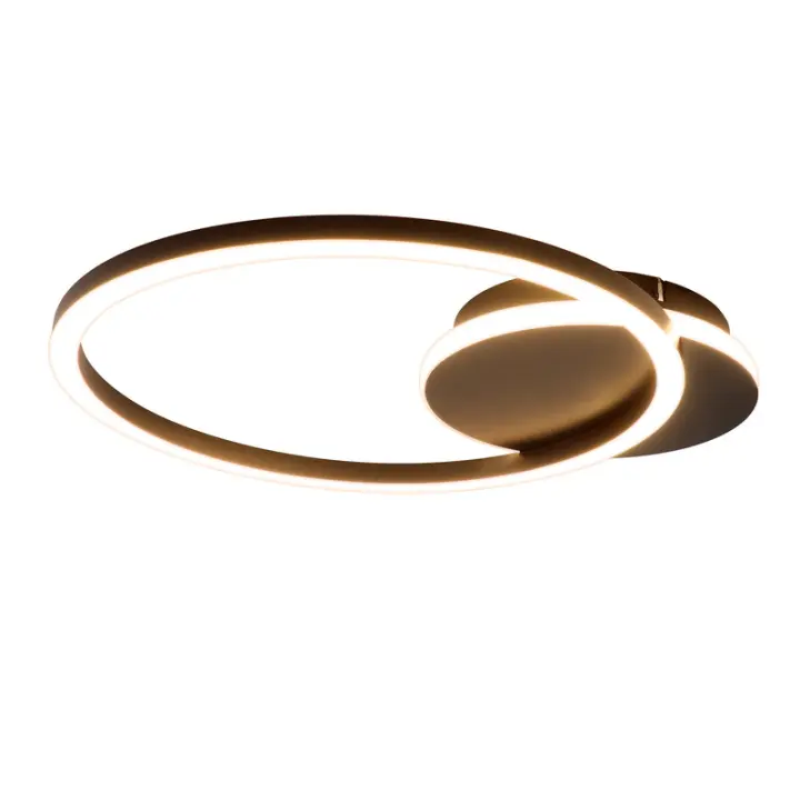 CBJKTX Lámpara de techo LED para sala de estar 24W Negro Moderno 2 anillos 3000K Blanco cálido - 1