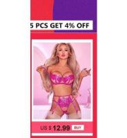 Lencería erótica, ropa interior sexy de encaje hueco, conjuntos exóticos transparentes, conjunto sensual de sujetador con aros y bragas con ligas - details 69