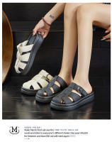 Sandalias retro hueco bolsa cabeza zapatillas nuevas versátiles ligeras casuales de mujer tipo muffin playa media fregona - details 23