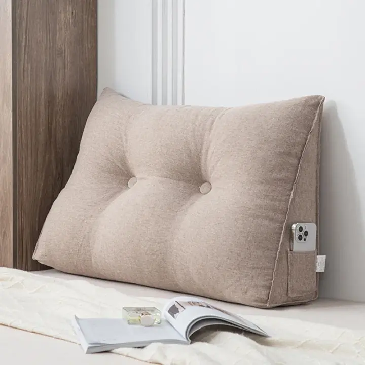 Almohada de cuña, cabecera Triangular pequeña, respaldo de lectura para cama, almohada de soporte para espalda con funda extraíble, cojines de suelo - 1
