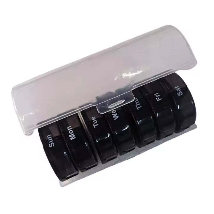 Contenedor de medicamentos, organizador de pastillas divisor de 7 días, compartimentos de 14 rejillas AM/PM, estuche de almacenamiento de vitaminas, portátil a prueba de polvo - 1
