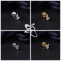 ZS 1 pieza de Color dorado, 16G, acero inoxidable, Labret, Piercing para labio, hombres y mujeres, cristal CZ, cartílago de oreja, Tragus, hélice, Piercings con parte trasera plana - details 6
