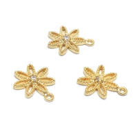 Colgantes de latón y circonita de Color dorado de 18K, varios dijes de flores, joyería artesanal de alta calidad, accesorios para collar y pendientes - details 31