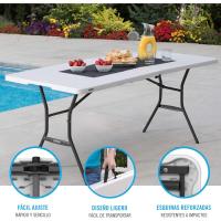 Mesa rectangular plegable blanco efecto granito 185x76x74 cm - details 11